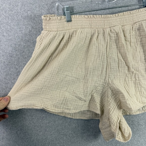 Aerie shorts womens XL gauze cotton slub beige ivory - Picture 2 of 7